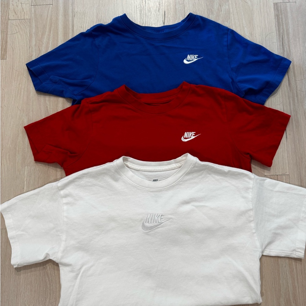 Nike Kids Short Sleeve Tees - Bold Blue, Vibrant Red, Classic White